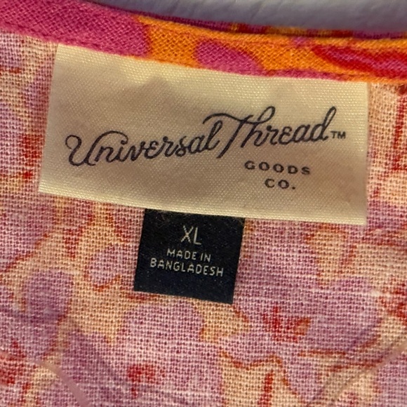 Universal Thread Women’s Pink Orange Floral Flutter Sleeve Mini Skater Dress XL​ - Picture 5 of 12